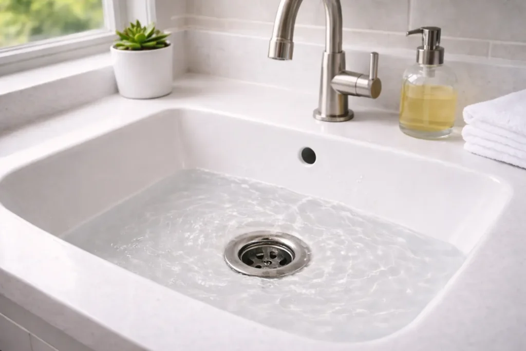 Drain flowing freely after unclogging