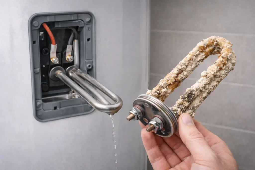 Faulty heating element causing water heater not heating