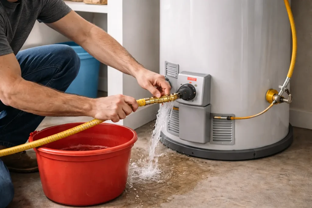 Flushing water heater to remove sediment