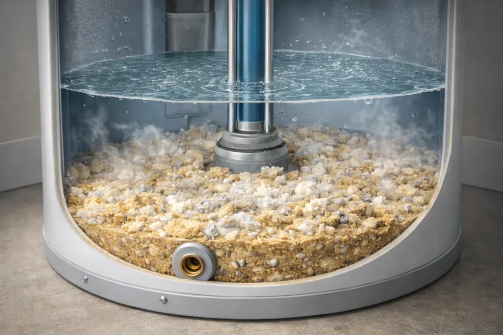 Sediment buildup causing water heater popping noise